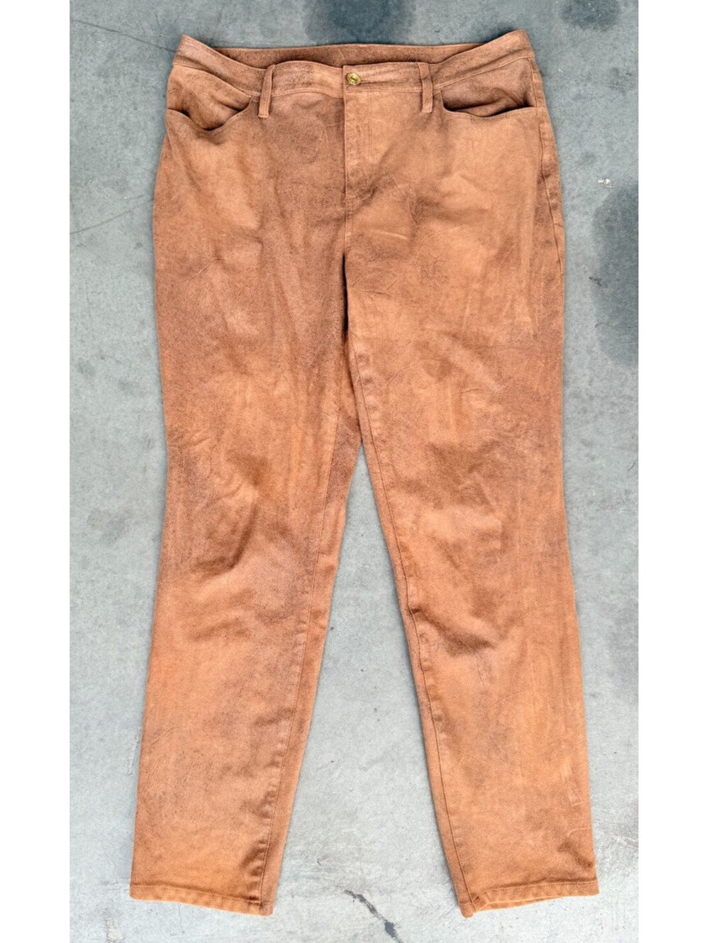 Womens Sz 10R / 1.5R CHICO's Brown Faux Suede Pants Skinny